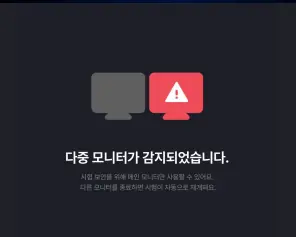 다중 모니터가 감지되었다는 안내 화면